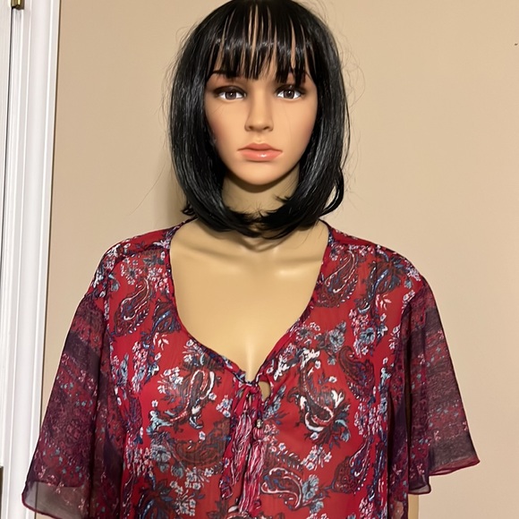 Signature Studio Plus Size Ladies Multicolor Shirt Size 1X See Threw - Picture 2 of 7